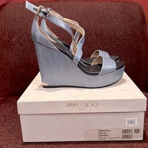 Jimmy Choo Portia 120 Denim Wedge